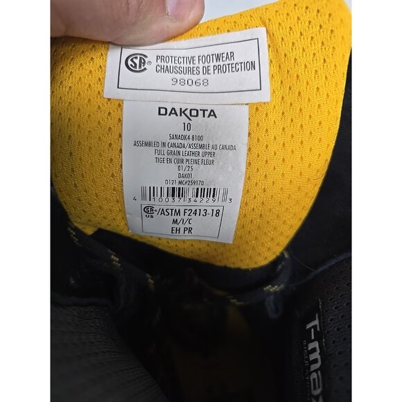 Dakota Men's 8100 8" Composite Toe Insulated Work Boot Black Size 10M - Picture 4 of 9
